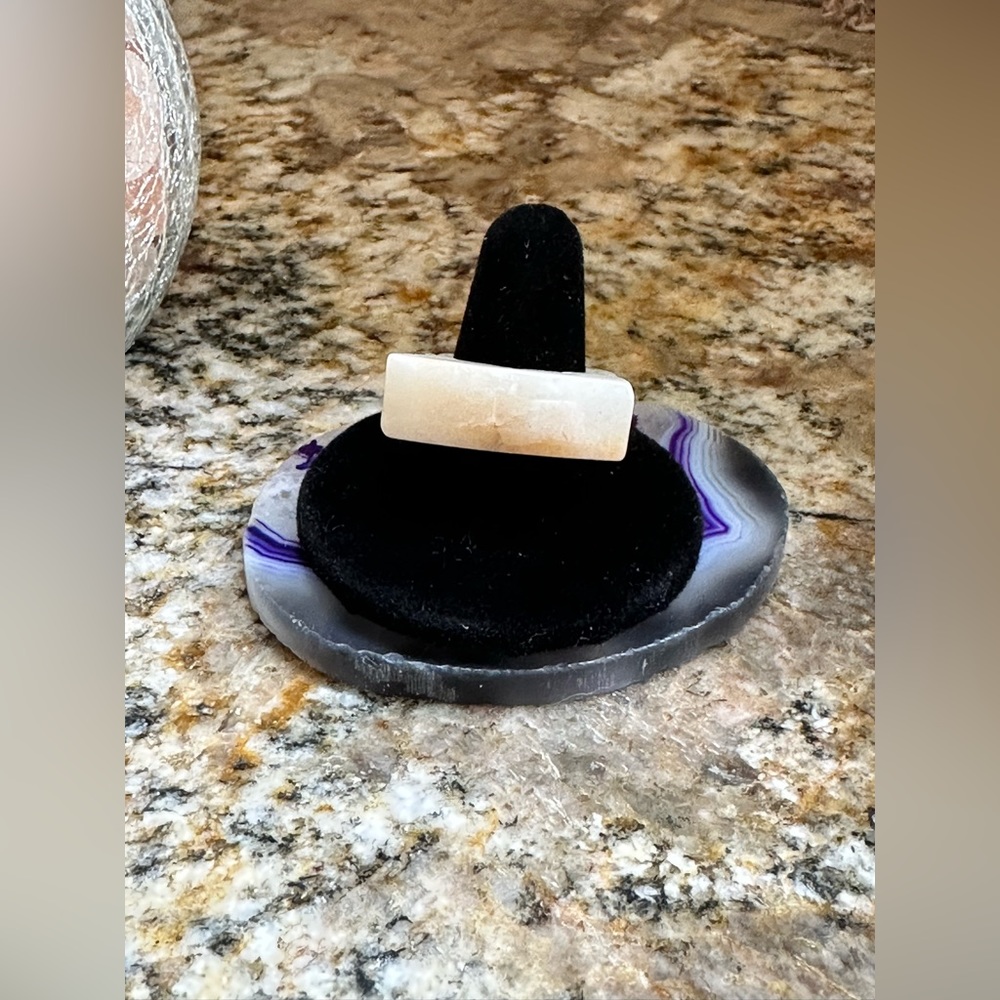 White Agate Solid Stone Ring